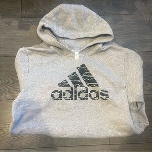 Adidas Heather Gray Hoodie with Black Logo